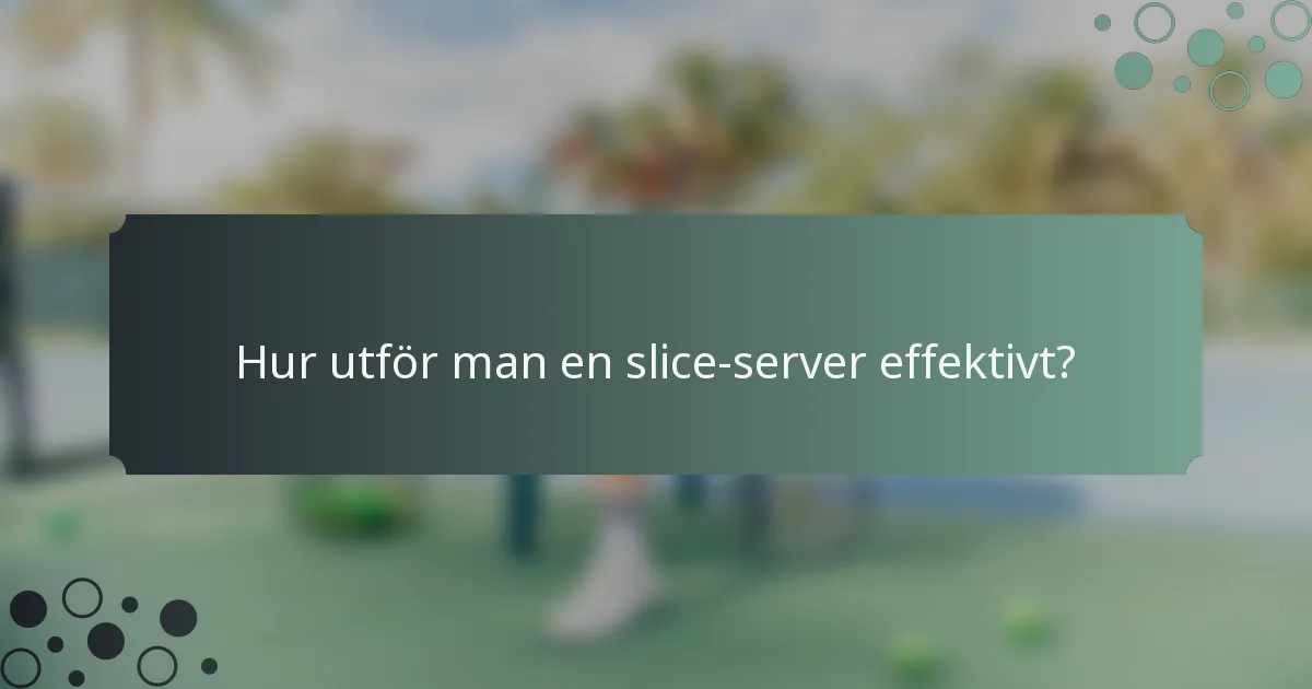 Hur utför man en slice-server effektivt?