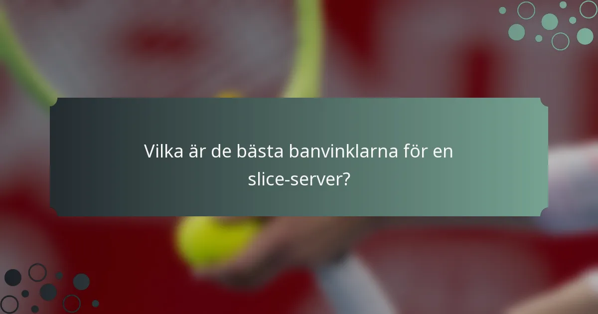 Vilka är de bästa banvinklarna för en slice-server?
