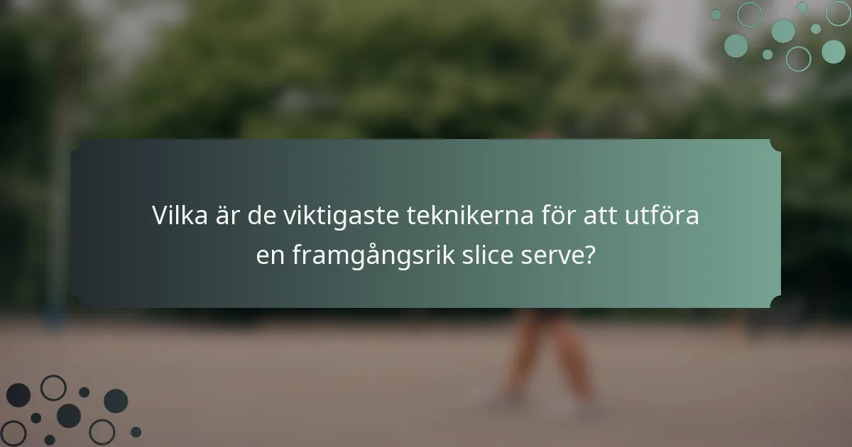 Vilka är de viktigaste teknikerna för att utföra en framgångsrik slice serve?
