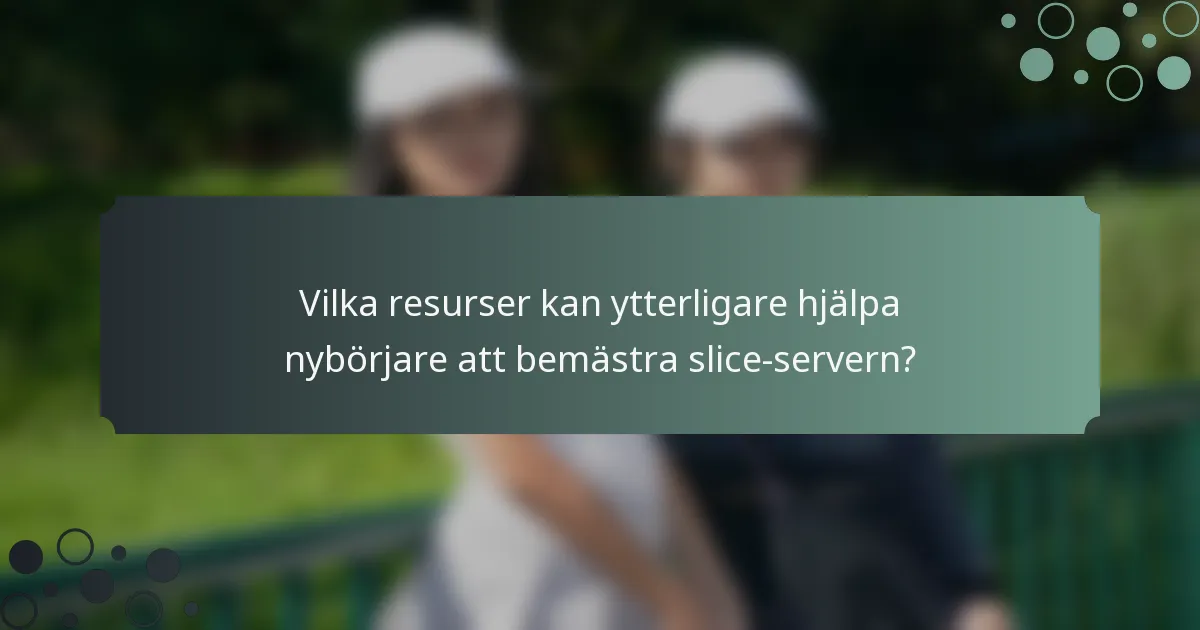 Vilka resurser kan ytterligare hjälpa nybörjare att bemästra slice-servern?
